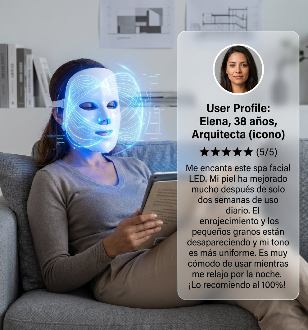 Mascarilla LED Facial Inalámbrica de Terapia de Luz